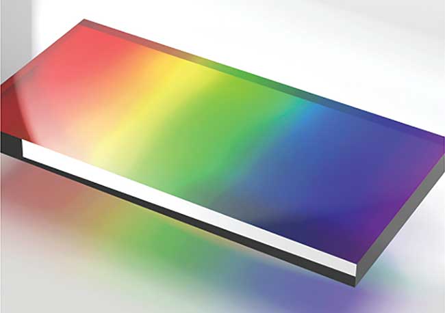 Rainbow gradient acrylic panel.