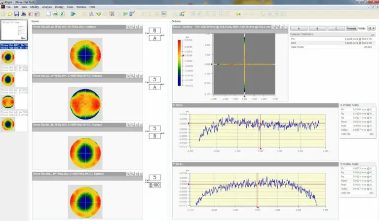 Surface analysis software interface.